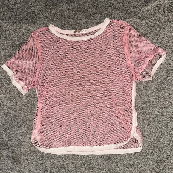 Pink Mesh Short Sleeve Top - Picture 5 of 9